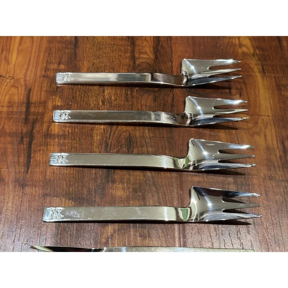 Set of (8) Vintage Midget Japan 18-8 Stainless Steel 5” Forks in Box